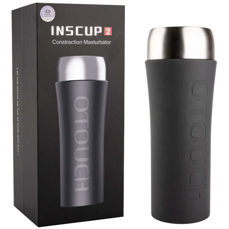 Otouch Inscup 2 Vibrating Masturbator Cup packaging and product display, showcasing its discreet design.