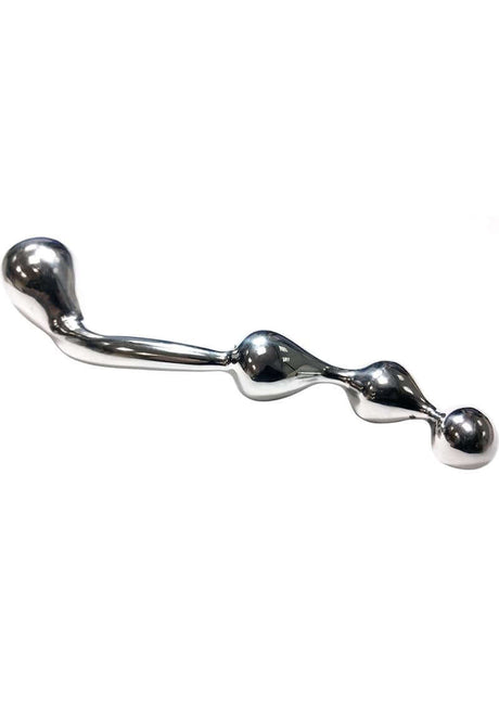 Rouge Stainless Steel Prostate Probe Silver, a smooth and polished anal probe for targeted prostate stimulation.