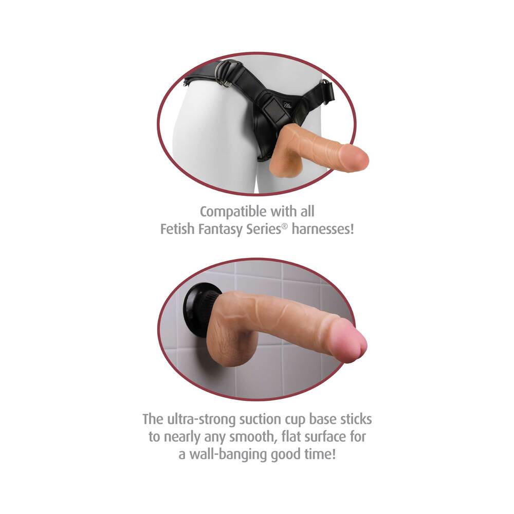 Real Feel Deluxe No. 5 Realistic 8 inches Vibrating Dildo With Balls and Suction Cup Brown