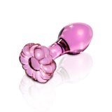 Icicles No. 48 Glass 3.5 inches Anal Plug With Flower Base Pink