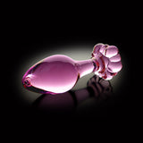 Icicles No. 48 Glass 3.5 inches Anal Plug With Flower Base Pink