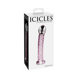 Icicles No. 53 Curved Textured 7 inches Glass Dildo Pink