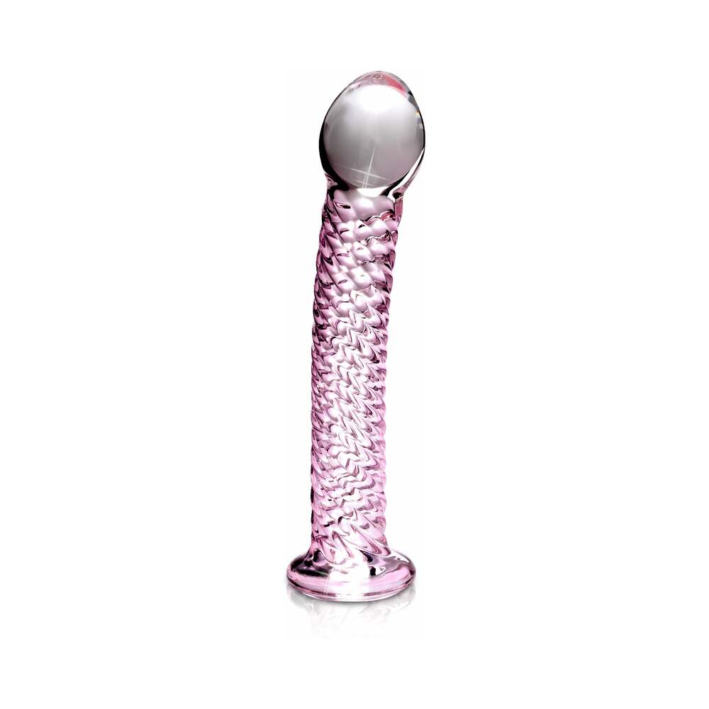 Icicles No. 53 Curved Textured 7 inches Glass Dildo Pink
