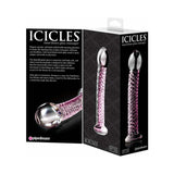Icicles No. 53 Curved Textured 7 inches Glass Dildo Pink