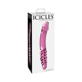 Icicles No. 57 Curved Textured 9 inches Dual-Ended Glass Dildo Pink