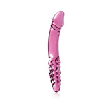 Icicles No. 57 Curved Textured 9 inches Dual-Ended Glass Dildo Pink