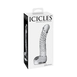 Icicles No. 61 Curved Textured 6.5 inches Glass Dildo Clear