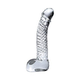 Icicles No. 61 Curved Textured 6.5 inches Glass Dildo Clear