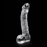Icicles No. 61 Curved Textured 6.5 inches Glass Dildo Clear