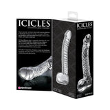 Icicles No. 61 Curved Textured 6.5 inches Glass Dildo Clear