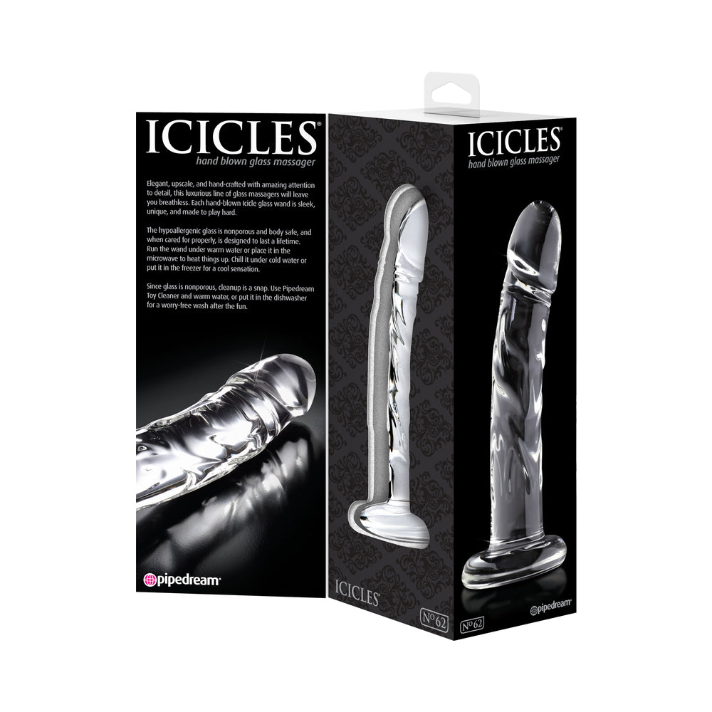 Icicles No. 62 Curved Realistic 6.5 inches Glass Dildo Clear
