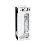 Icicles No. 63 Ribbed Realistic 8.5 inches Glass Dildo Clear