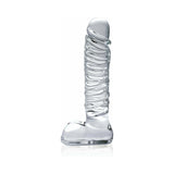 Icicles No. 63 Ribbed Realistic 8.5 inches Glass Dildo Clear