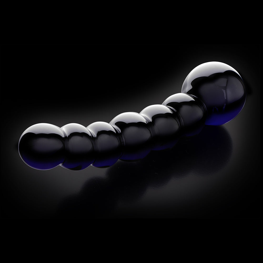 Icicles No. 66 Curved Beaded 4.75 inches Glass Dildo Black