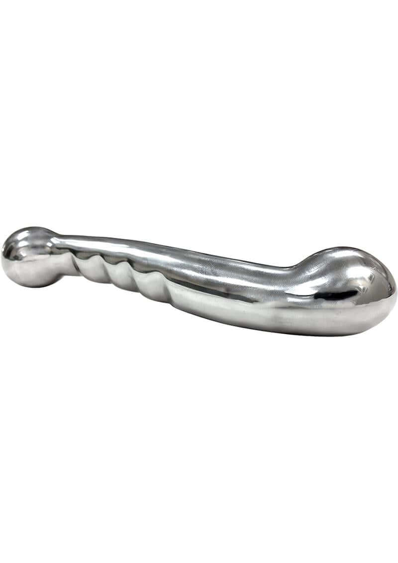 Rouge 7 Inch Stainless Steel G-Spot Dildo designed for dual-purpose pleasure and G-spot stimulation.