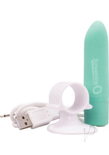 Charged Positive Rechargeable Waterproof Vibrator Kiwi with USB charger and mount, in bright kiwi green.