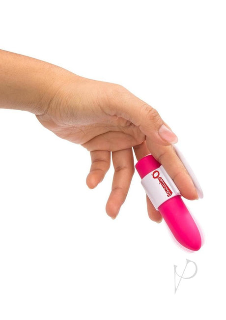 Hand holding the Charged Positive Rechargeable Waterproof Vibrator Pink, showcasing its sleek design and portability.