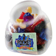 Si Novelties 3 Inch Pocket Cocks Fishbowl Assorted Colors in a clear display bowl filled with colorful novelties.