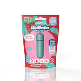 Screaming O 4B Bullet Vibrator Kiwi Green Bass packaging with vibrant colors and product details.