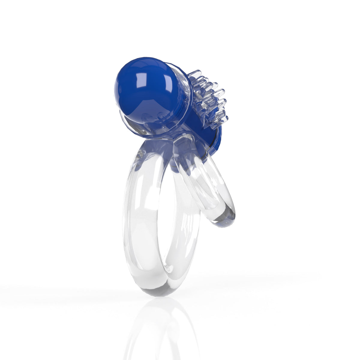 Screaming O 4B Double O 6 Blueberry Vibrating Cock Ring with dual rings and removable bullet for enhanced pleasure.
