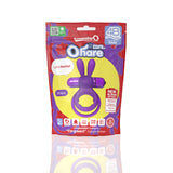 Screaming O 4B Ohare Vibrating Cock Ring Grape packaging with colorful design and bright purple cock ring.