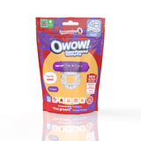 Screaming O 4B OWow Grape Vibrating Cock Ring packaging with purple bullet and clear ring design.