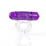 Screaming O 4B OWow Grape Vibrating Cock Ring featuring a stretchy clear ring and purple bullet for shared pleasure.