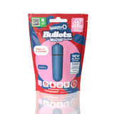 Screaming O 4T Bullet Vibrator Blueberry Treble packaging featuring a blue vibrating bullet and colorful design.