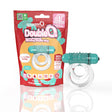 Screaming O 4T DoubleO 6 Vibrating Cock Ring Kiwi packaging and product on display with battery information.