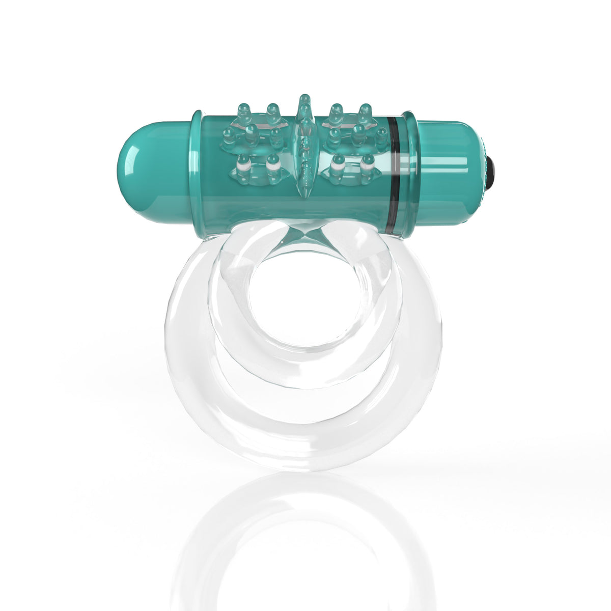 Screaming O 4T DoubleO 6 Vibrating Cock Ring Kiwi with dual loops for shared stimulation.
