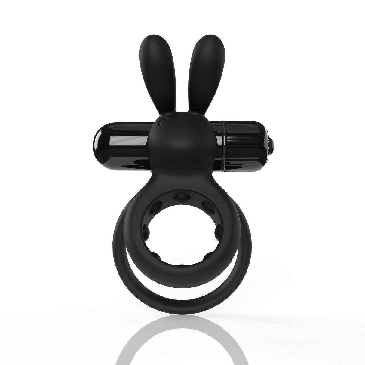Screaming O 4T Ohare Vibrating Cock Ring Black with rabbit ears for couples-friendly stimulation.
