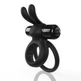 Screaming O 4T Ohare Vibrating Cock Ring Black showcasing soft rabbit ears and a comfort-fit ring.