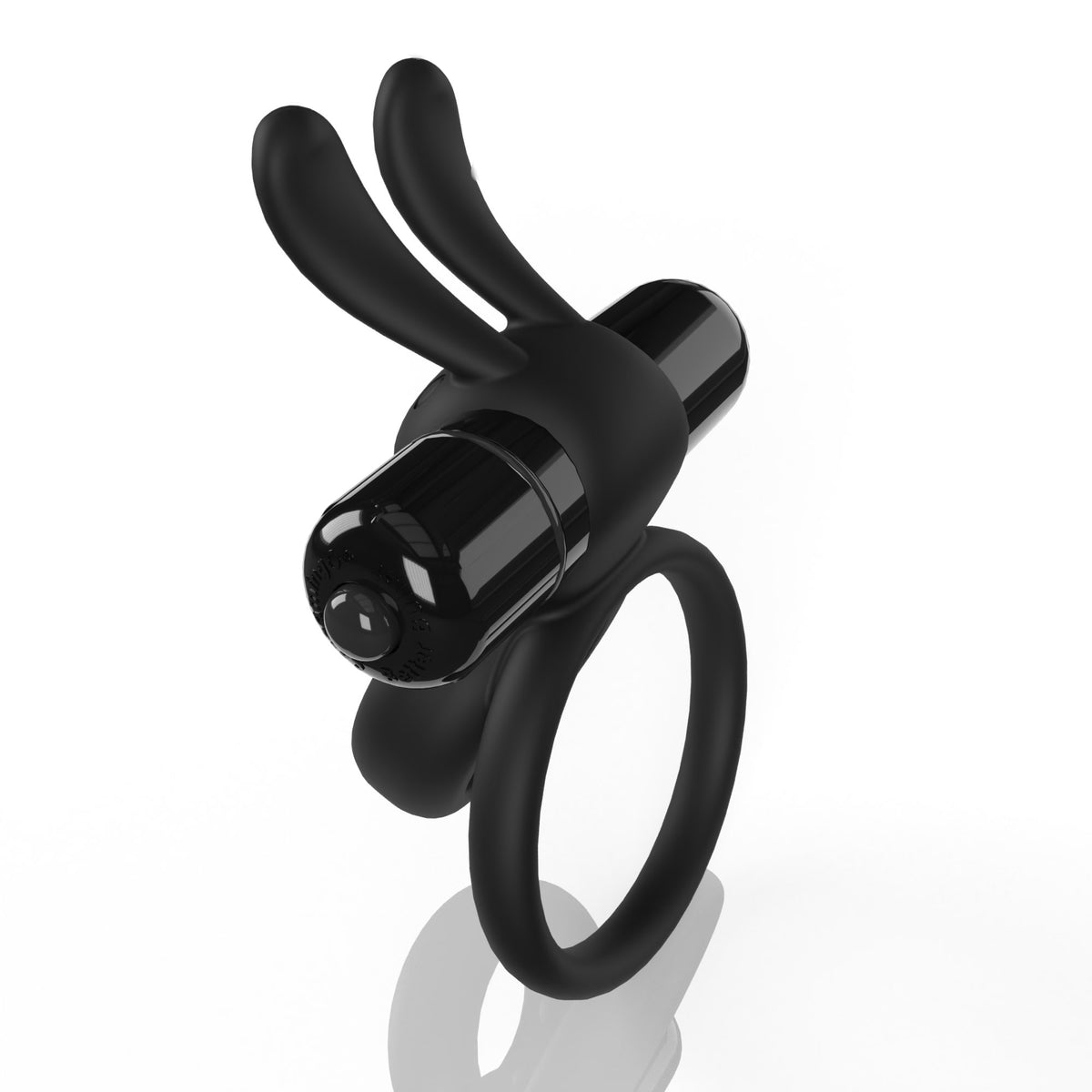 Screaming O 4T Ohare Vibrating Cock Ring Black with rabbit ears for targeted stimulation and comfort fit.