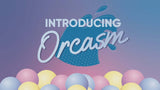 Introducing Orcasm with colorful balls in a playful graphic design.