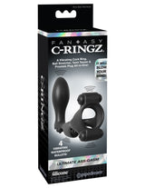 Fantasy C-Ringz Ultimate Ass Gasm Cock Ring Black packaging featuring vibrating bullets for enhanced pleasure.
