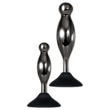 Evolved Joy Sticks 2 Piece Anal Plug Set Black Chrome featuring two sculpted plugs with smooth silicone bases.