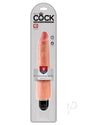 King Cock Vibrating Stiffy Dildo 9 inch Vanilla packaging showcasing its lifelike design and multispeed functionality.