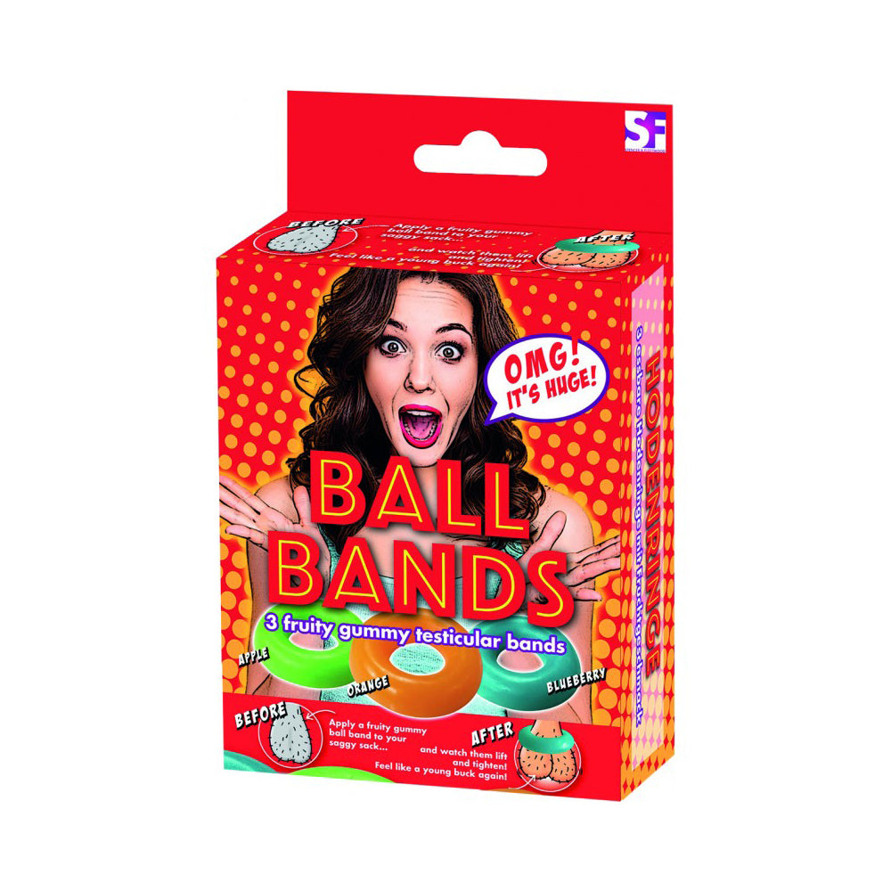 Hott Products Gummy Ball Bands 3 Pack Edible packaging with fruity flavors and vibrant design, perfect for playful gifts.