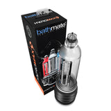Bathmate Hydromax 9 Crystal Clear hydrotherapy pump with packaging, designed for powerful performance and customized fit.
