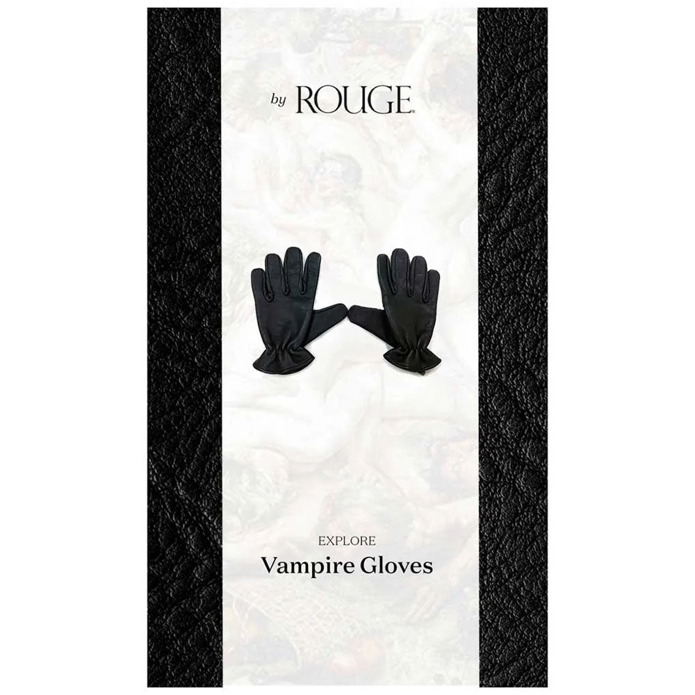 Rouge Vampire Leather Gloves Black Large displayed on a stylish background for sensory play and bold fashion.