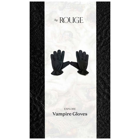 Rouge Vampire Leather Gloves Black Large displayed on a stylish background for sensory play and bold fashion.