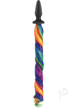 Unicorn Tails Silicone Anal Plug Rainbow with black base and colorful flowing tail for playful and adventurous experiences.