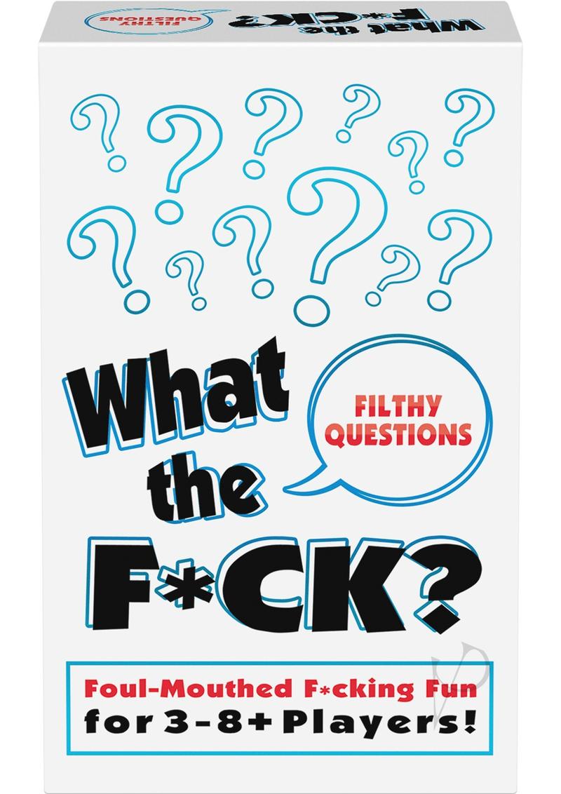 What The F*ck Filthy Questions Game box with foul-mouthed fun for adult gatherings and 3-8 players.