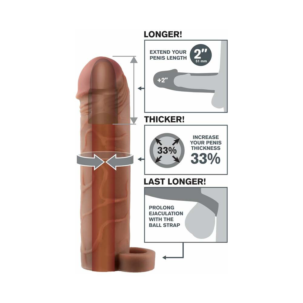 Fantasy X-tensions Perfect 2 inches Extension With Ball Strap Brown