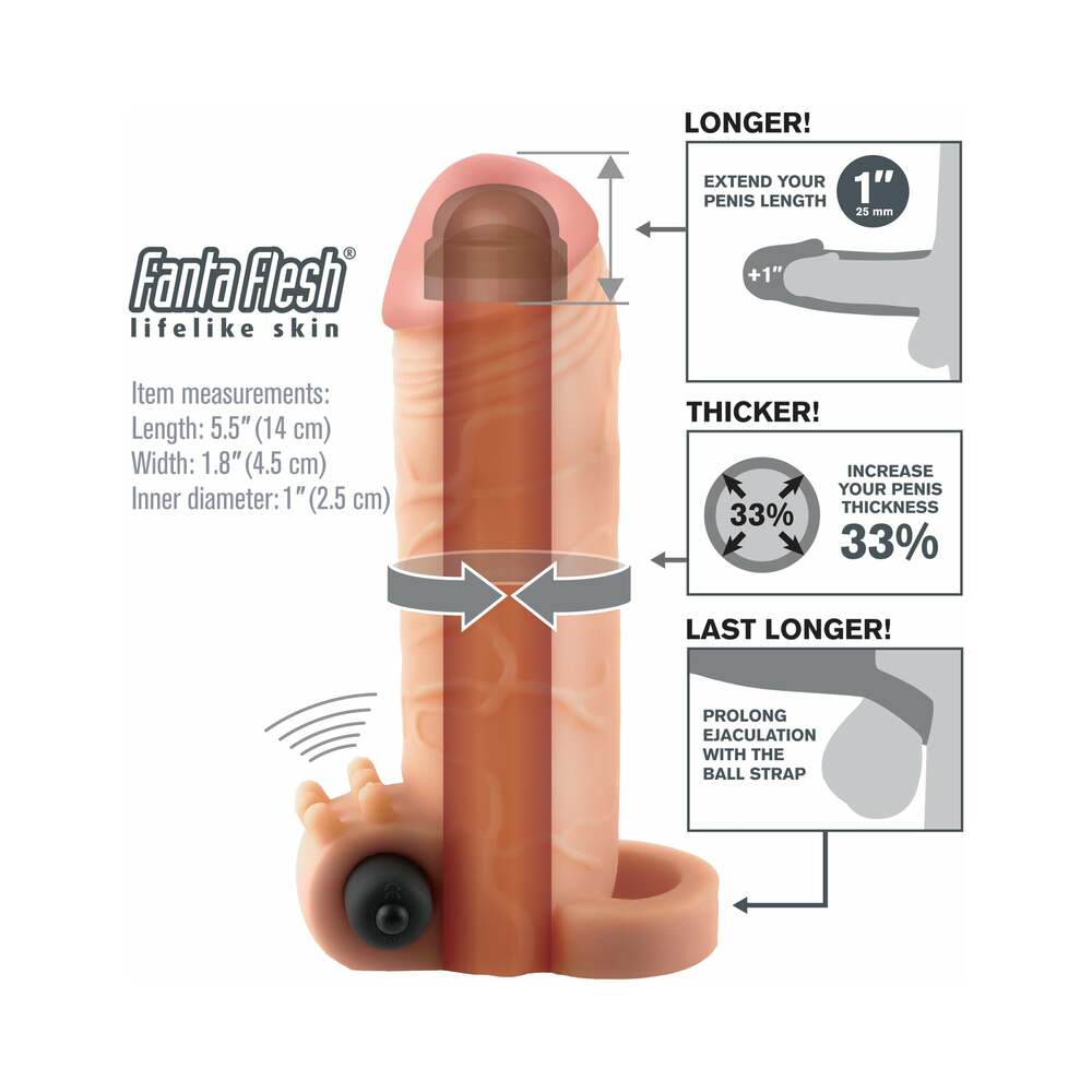 Fantasy X-tensions Vibrating Real Feel 1 inches Extension With Ball Strap Beige