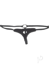 Lux Fetish Velvet Bikini Strap-On Adjustable Black harness with sleek design and adjustable straps.