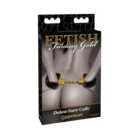 Fetish Fantasy Gold Deluxe Furry Cuffs Black/Gold