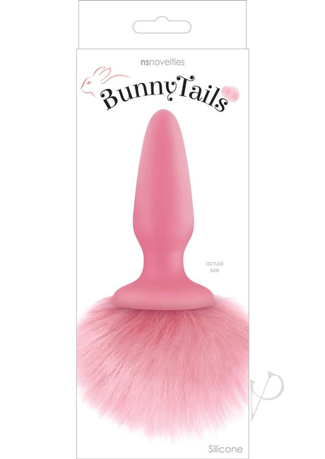 Bunny Tails Silicone Butt Plug Pink with fluffy bunny tail for playful fantasy and roleplay.