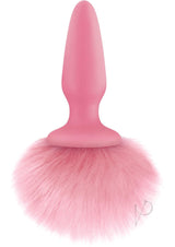 Bunny Tails Silicone Butt Plug Pink with a fluffy pink bunny tail for fun roleplay and cosplay.