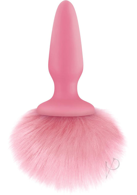 Bunny Tails Silicone Butt Plug Pink with a fluffy pink bunny tail for fun roleplay and cosplay.